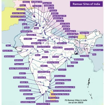 भारत के आद्रभूमि क्षेत्र (Wetland Areas of India)